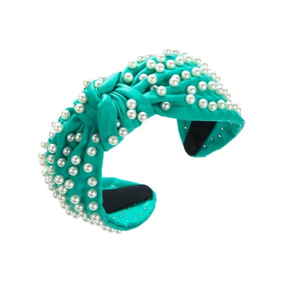 Whimsy_and_Lily Accessories - Blue Green Pearl-Studded Headband